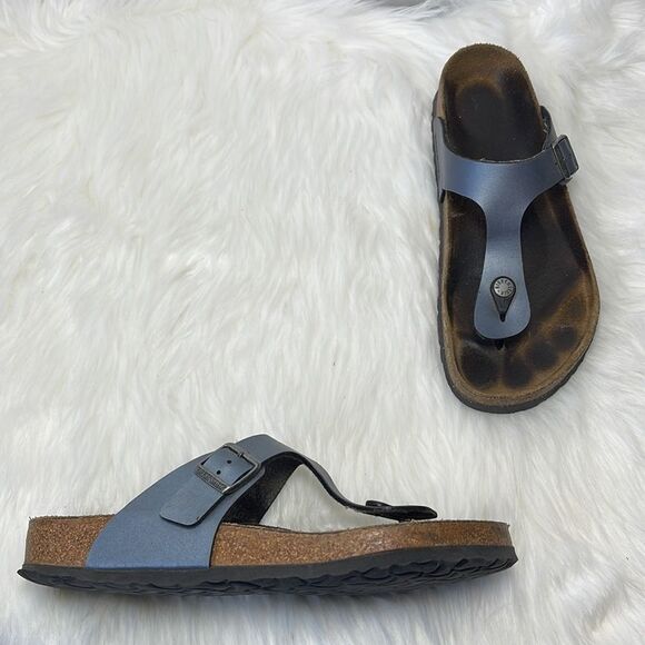 Birkenstock Gizeh Silvery Grey Thong Sandals Sz 42/US 10 - Picture 1 of 7